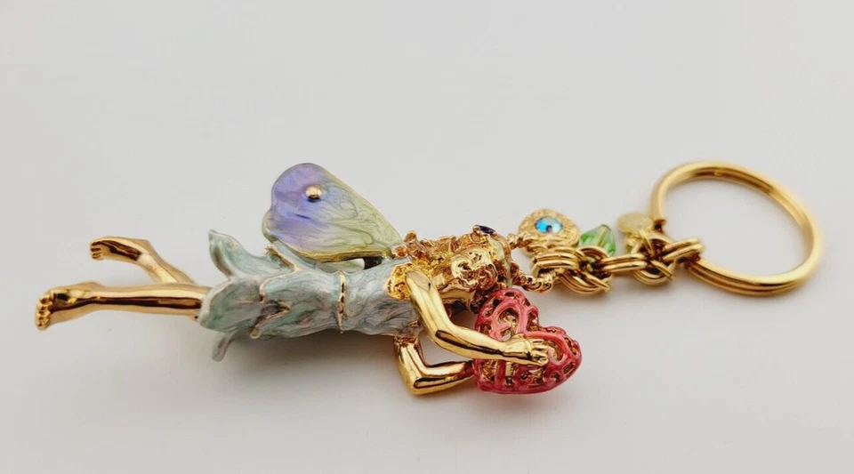 Llavero Corazón Esmaltado Kirks Folly Corazón Llavero FOB Tono Dorado Único Foto 2 de 4