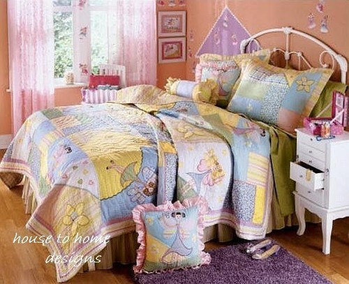 GIRLS PIXIE STANDARD SHAM : PINK BLUE FLORAL PILLOW COVER - Picture 3 of 3