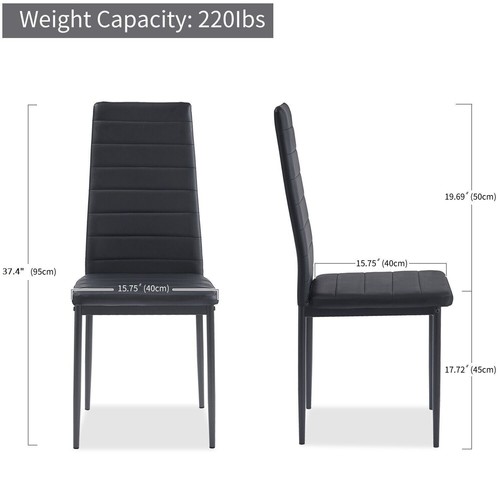 Set of 4pcs High Back PU Leather Seat Padded Dining Chairs Dining Room Kitchen - Picture 5 of 44