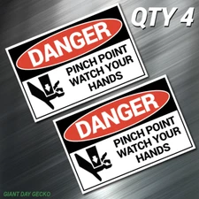 (4) FOUR Danger Pinch Point OSHA Factory Decal Stickers Car WARNING Equipment