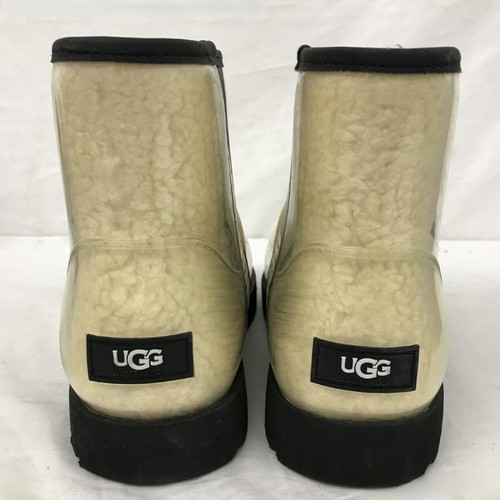 UGG CLASSIC MINI CLEAR NATURAL/BLACK WOMENS WATERPROOF Rain BOOTS SIZE 9 - Picture 2 of 6