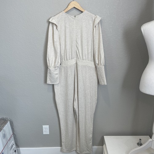 NWT Express XL Cream Jumpsuit Romper Long Sleeves Pants Ruffles XLarge - Picture 7 of 10