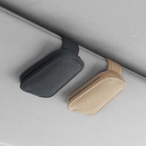 Car Leather Sunglasses Clip Sun Visor Mount Fastener Ticket Glasses Holder - Picture 3 of 22