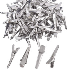 30MM Small Alligator Hair Clips, 100 Pieces Silver Metal Alligator Hair Pins Tee