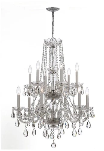 Traditional Crystal 26"W Polished Chrome 12-Light Chandelier - Picture 2 of 7