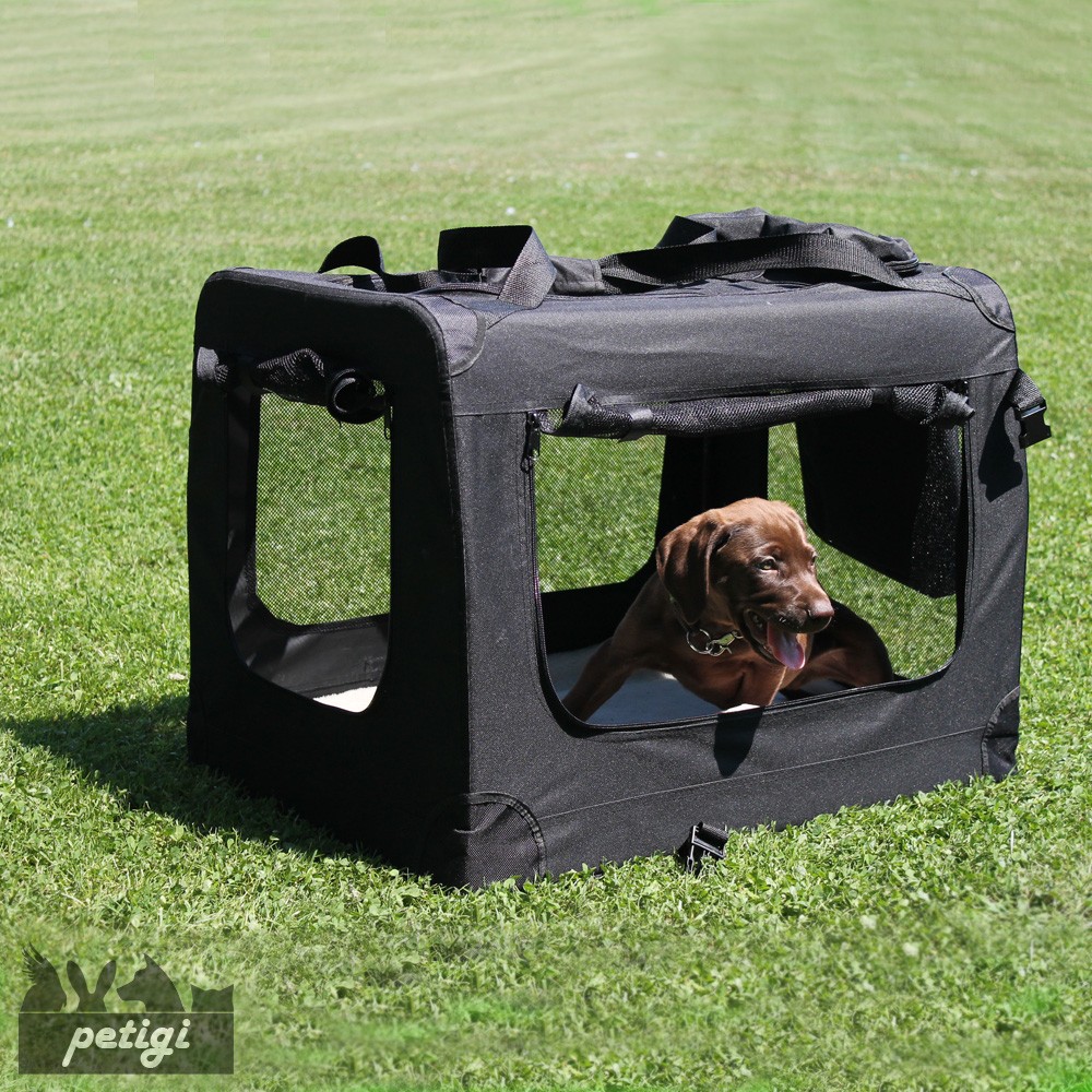 Transportbox Faltbar Box Hund Transporttasche Katze Dunkelgrau 7 Größen Petigi 