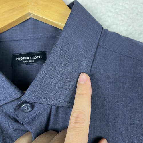 Camicia in tessuto corretto lana merino con bottoni taglia 17,5 blu melange reda ardesia - Foto 7 di 7