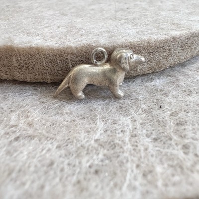 Vintage Sterling Silver Dachshund Dog Charm Jewelry Accessory Animal Lover