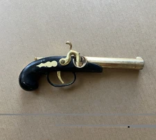 Vintage Flintlock Pistol Lighter • Made in Japan • Brass & Black Display Gun