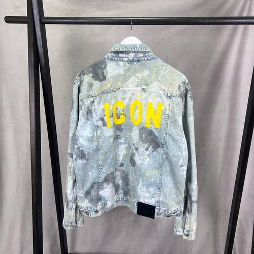 Dsquared2 Men’s Denim Jacket Paint Splatter Distressed Size 52 - Picture 8 of 12