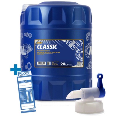 20L Mannol Classic 10W-40 Motorenöl ACEA A3/B4 Motoröl + Hahn für MB VW RENAULT