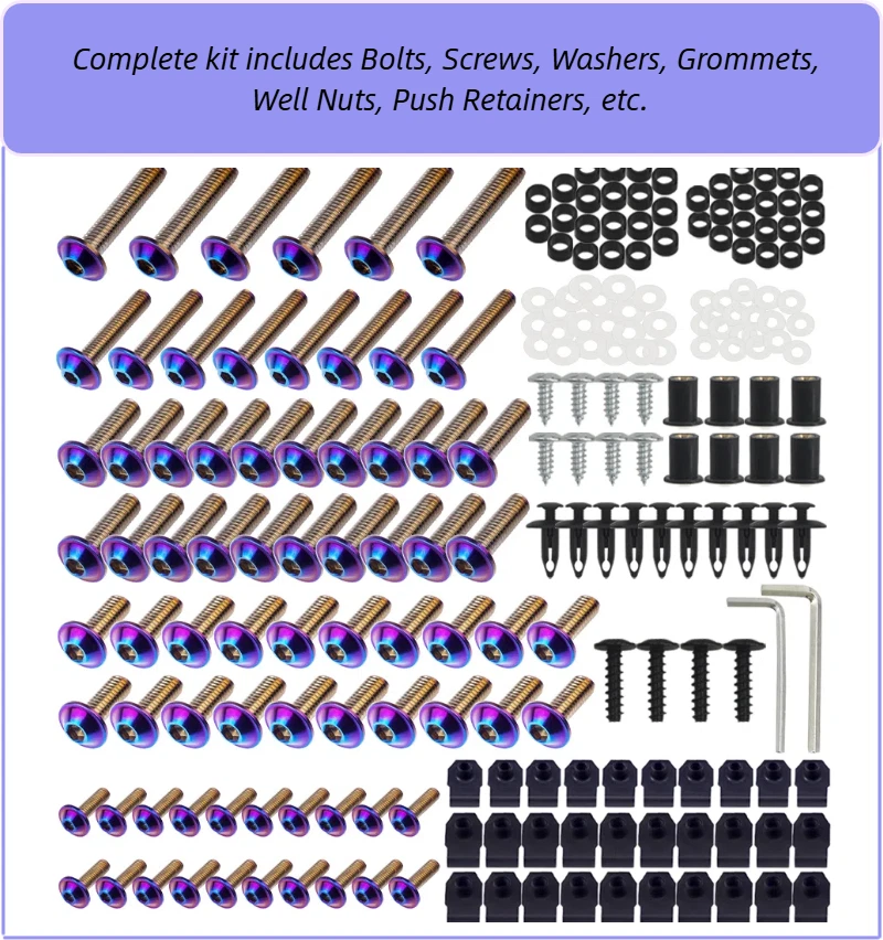 236 ШТ. Пурпурно-синий Ирид. Полный комплект болтов обтекателя для Honda CBR929RR 2000 2001 - Изображение 3 из 4