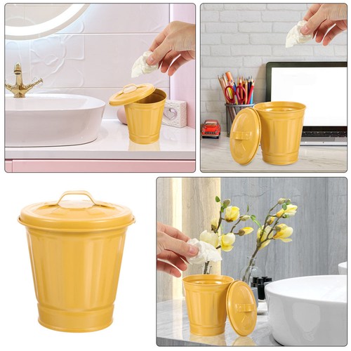 2 Pcs Countertop Trash Can with Lid Desktop Small Garbage Bucket Waste Storage - Picture 4 of 12