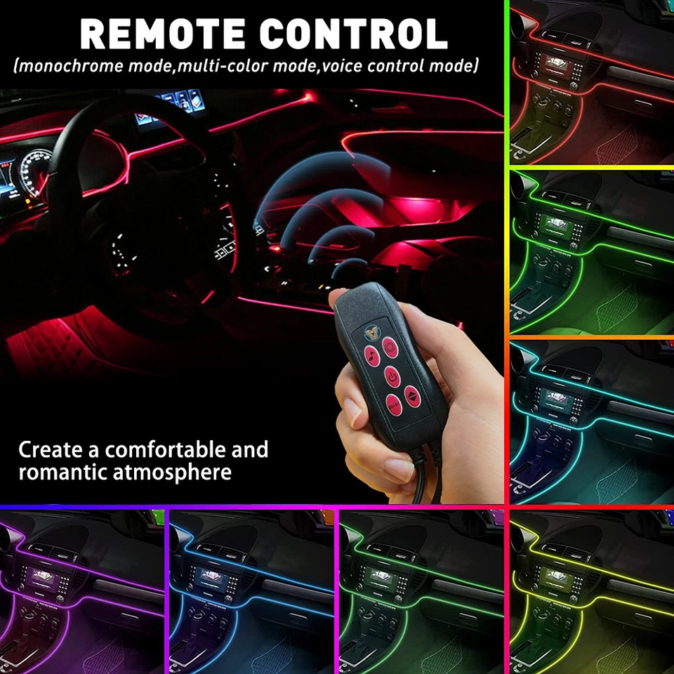 Tira de alambre interior coche 2 en 1 luz atmósfera LED decoración lámpara accesorios Foto 4 de 4