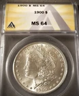 1900 MORGAN SILVER DOLLAR ** ANACS MS 64 **  PROBLEM FREE COIN  (7642)