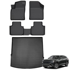 Floor Mats for Volkswagen VW Atlas Cross Sport 2020-2025 5 Passenger , TPE W...