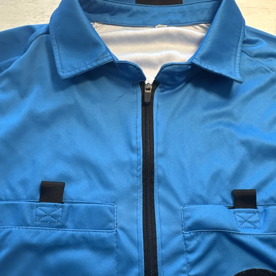 Men’s Soccer Referee 1/4 Zip Pullover Blue Size Medium Short Sleeve - Image 3 of 4