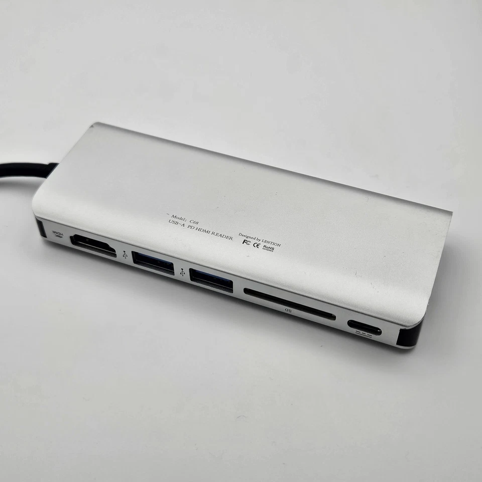 LENTION C68 USB-C HUB Thunderbolt 3 to USB 3.0 HDMI Ethernet SD Adapter Reader - Image 3 of 4