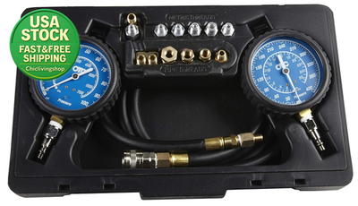 #ad #ad Engine Oil Pressure Tester Kit Transmission 13 Adapters Dual Gauge PSI Mechanics $182.99