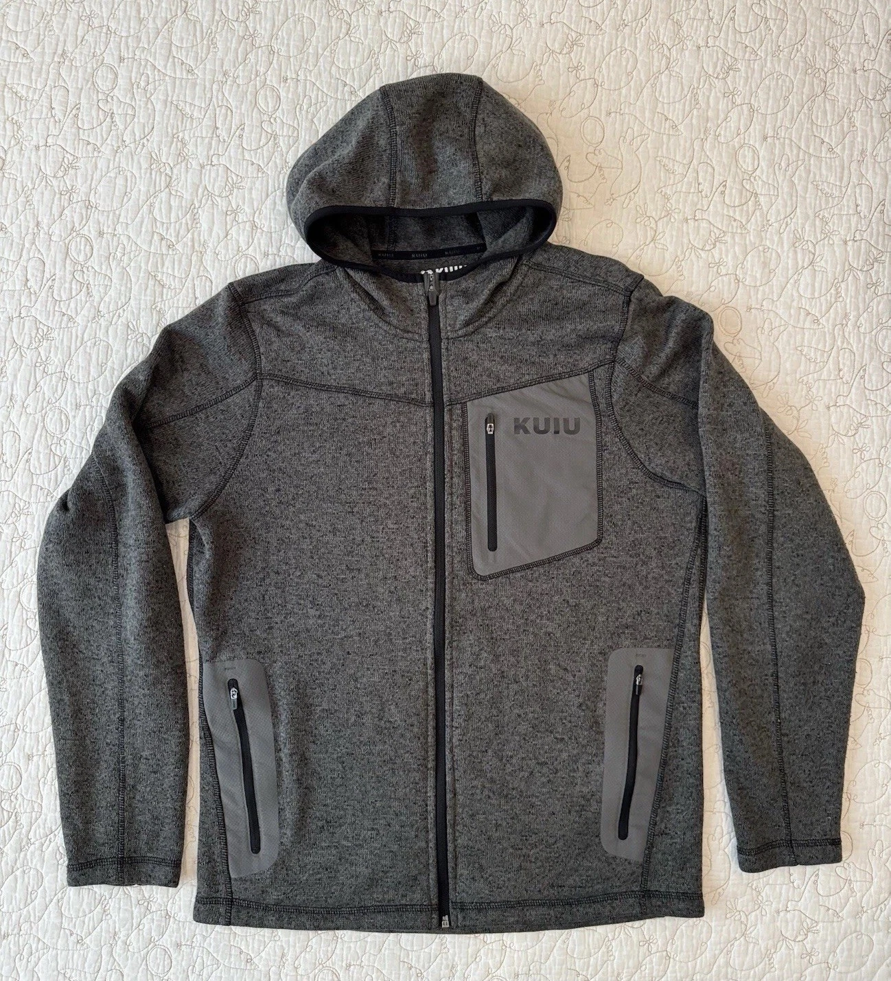 KUIU Base Camp Hooded Fleece Sweater Mens Large Charcoal Heather Gray
