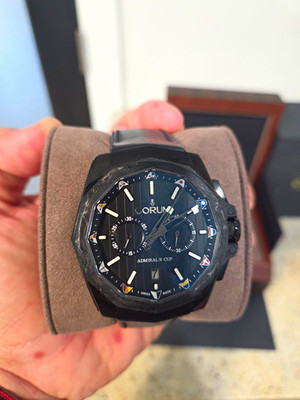 Corum Admiral's Cup Automatic Chronograph Black Dial Leather Strap 44mm Box