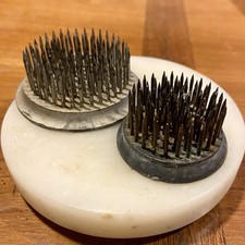 Lot/2 Vintage Ikebana Metal Flower Frogs Heavy 2  Florist Japan