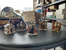 Set of 6 Vintage Porcelain Village Buildings