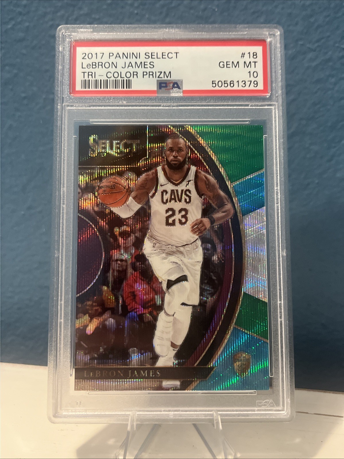 2017-18 Panini Select - Concourse LeBron James #18 Tri-Color Prizm PSA 10