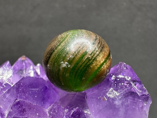SCARCE Vintage Antique Handmade German Marble - GREEN MIST LUTZ - .65" - Picture 4 of 8