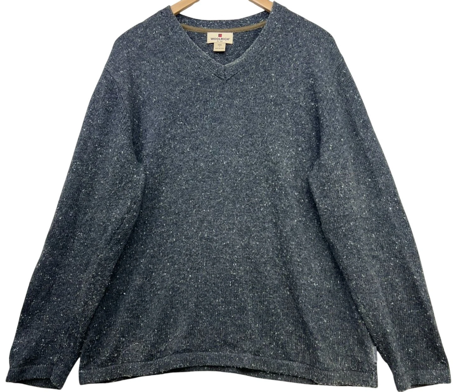 Woolrich Mens Wool V-Neck Pullover Sweater Knit Long Sleeve Size L Dark Gray