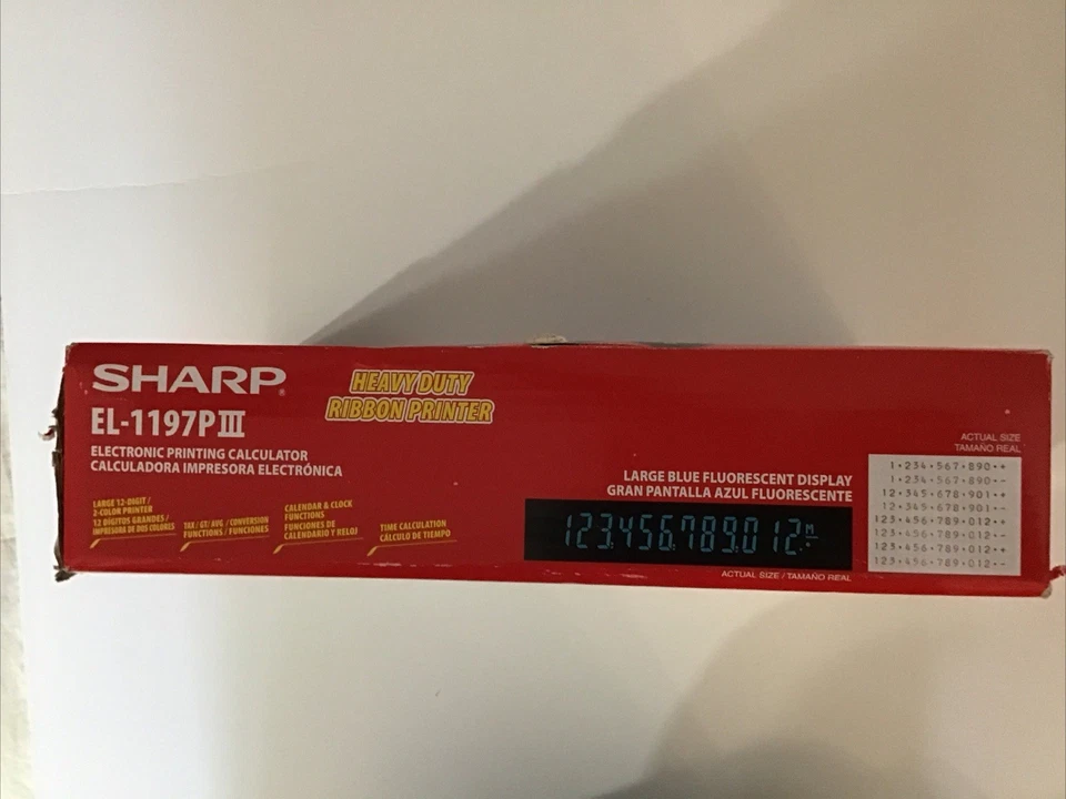 Calculadora de impresión electrónica Sharp EL-1197PIII resistente de 12 dígitos y 2 colores NUEVA Foto 4 de 4