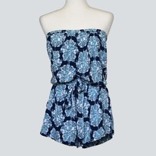 LILLY PULITZER Jace Romper Blue White Sea Shell Strapless Resort Size M