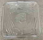 Vintage 1950’s Glass Ribbed Refrigerator Dish With Lid 8.5”x8.5”Harvest