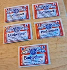 5 VINTAGE BUDWEISER BEER PEEL AND STICK STICKERS - 3 1/2" X 2"