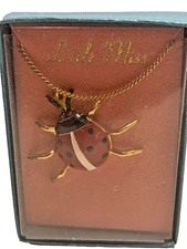 Vintage “Little Miss” Lady Bug Pendant Necklace NOS