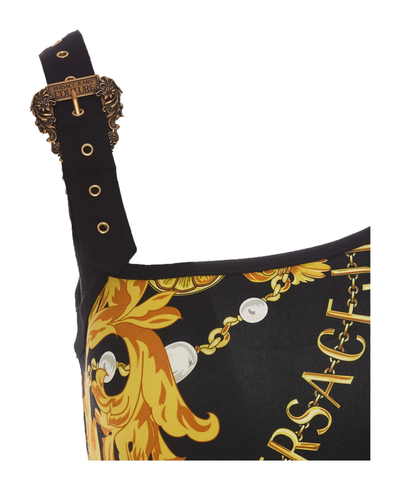 Abito donna Versace Jeans Couture. Logo barocco. Cinghie regolabili. Autunno 2024.