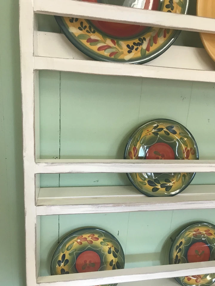 Farmhouse Plate Rack, Open Back Hanging Plate Rack, Vertical Plate Display Shelf - Image 4 of 4