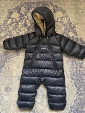 Patagonia Goose Down Snowsuit Hooded Bunting Navy Blue 0M Newborn NB