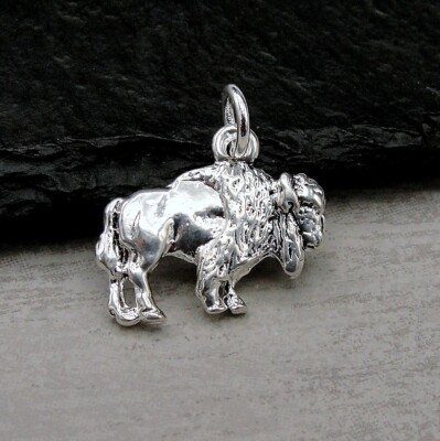 #ad Silver Buffalo Charm American Bison Charm Buffalo Pendant Jewelry $11.95