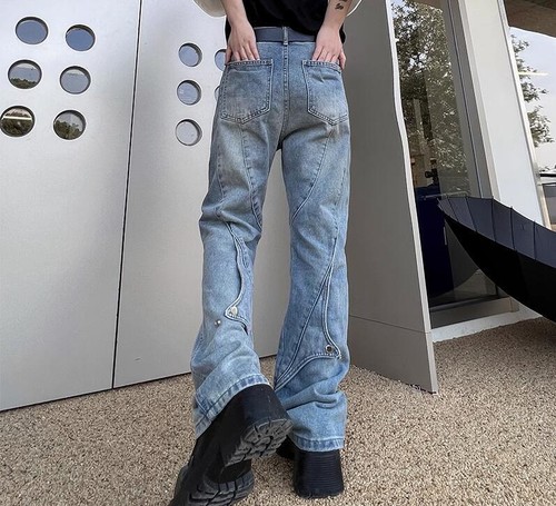 Fashion Mens Retro Washed Old Blue Denim Trousers Youth Casual Loose ...