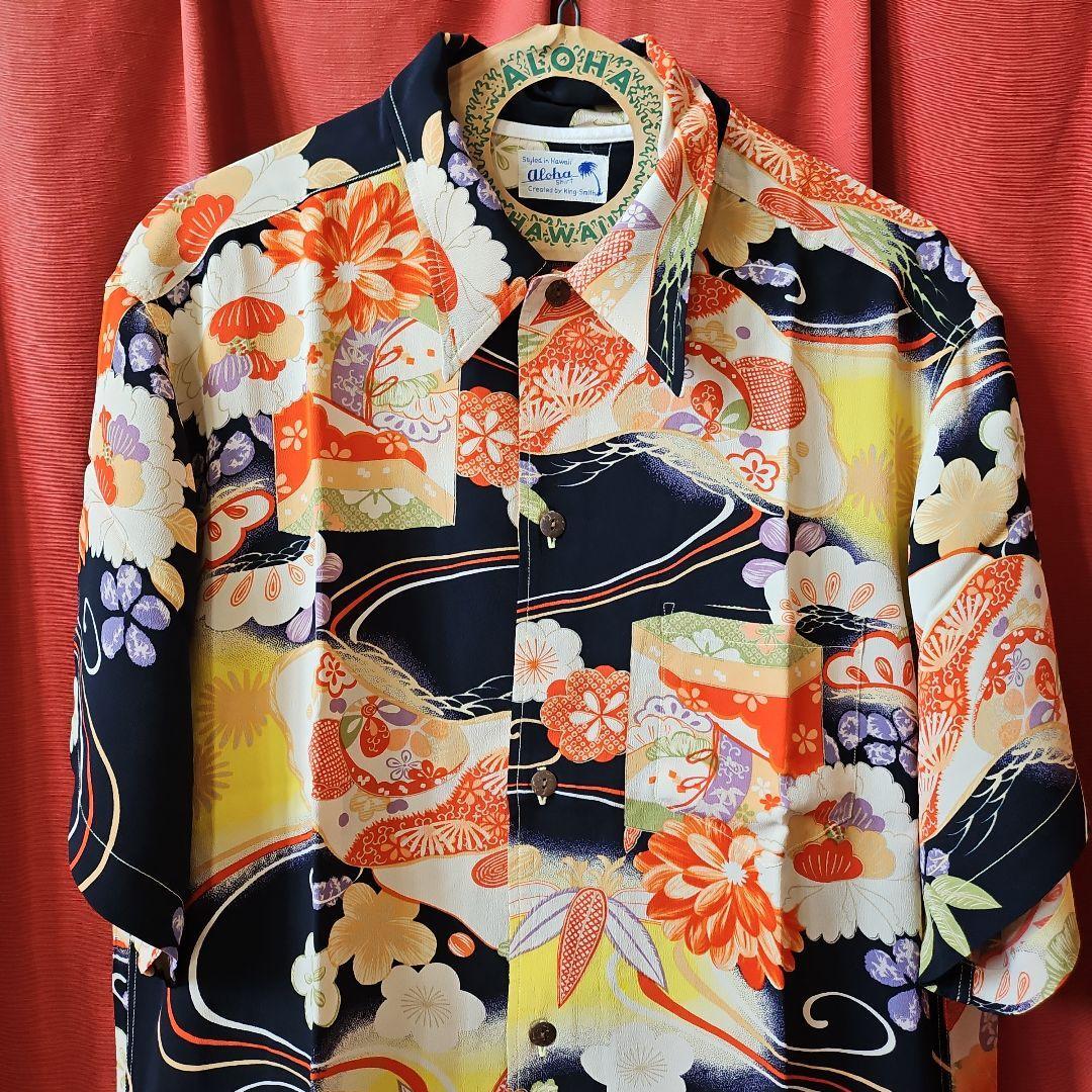 SUN SURF Rayon Aloha Shirt King Smith KIMONO Design Men