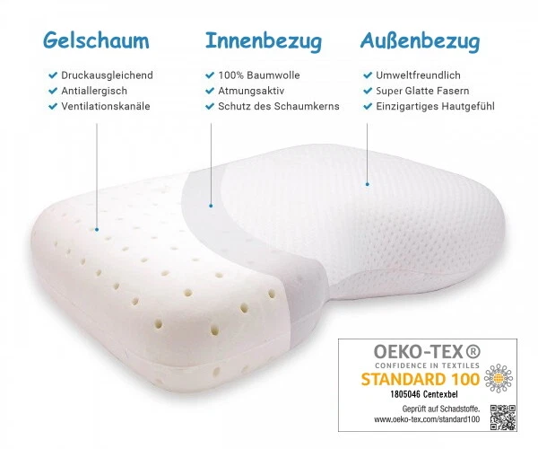 Eucalyptus Gelschaum Kopfkissen Gel Seitenschläfer Kissen Memory Foam Gelkissen - Bild 4 von 4