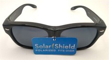 Foster Grant SOLAR SHIELD Polarized Black Sunglasses NEW FO037 Fits Over Glasses