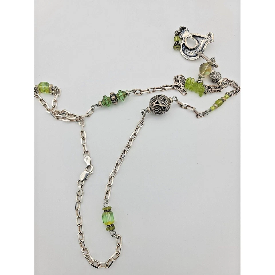 Collar colgante cadena cable esterlina peridoto 925 marca del fabricante de Italia WO0532 Foto 3 de 4