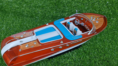Ship Model Vintage 1:16 Blue Riva Aquarama Race Boat 53cm Wooden