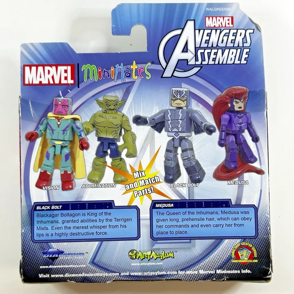 Marvel Avengers Assemble MiniMates Walgreens Exclusivo Black Bolt y Medusa Foto 2 de 4