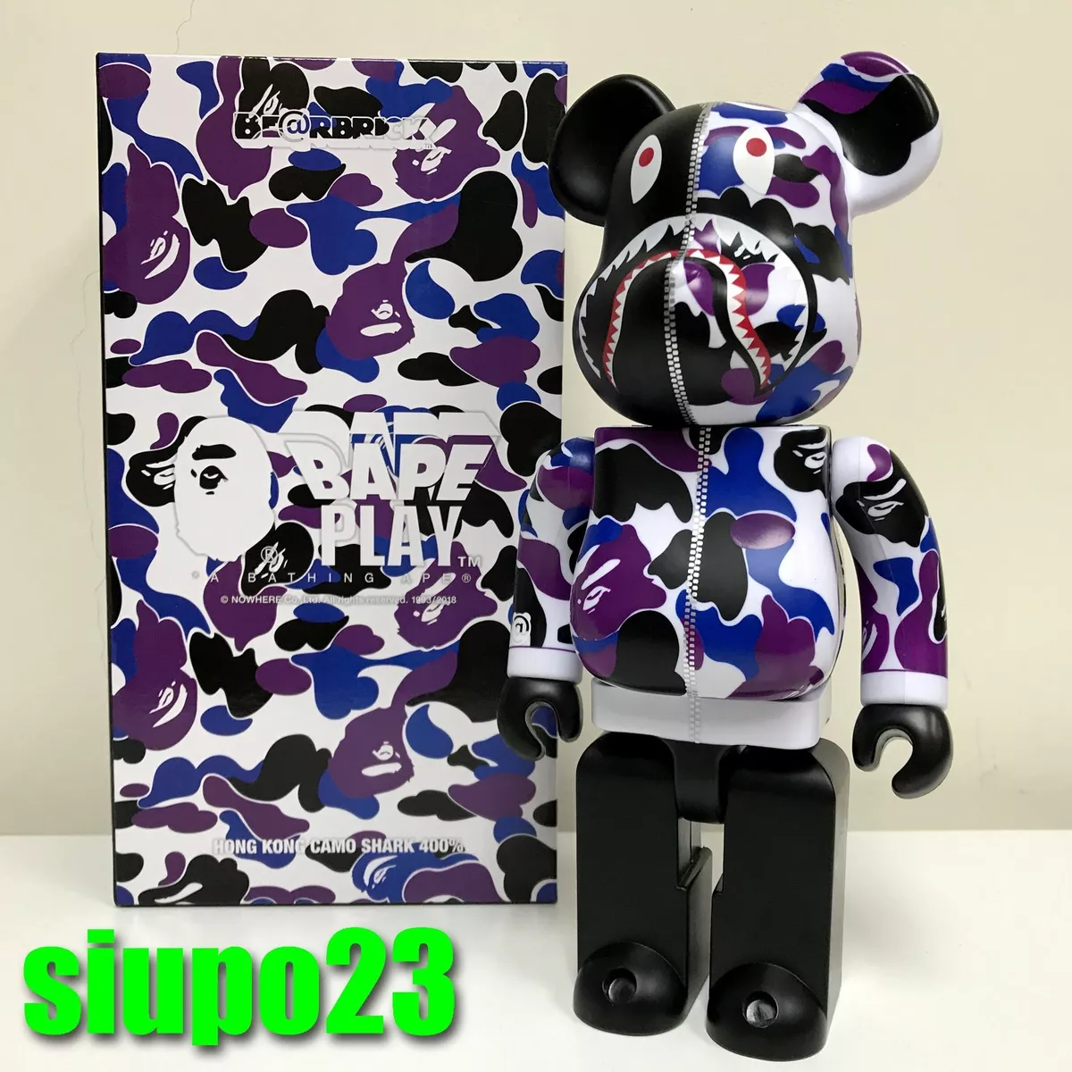 Medicom 400% Bearbrick ~ A Bathing Ape Bape Camo Shark Be@rbrick HK Exclusive