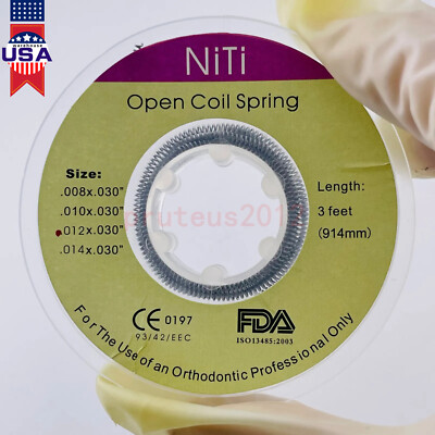 Dental Orthodontic Niti Open Coil Spring Spool Dia.012 *030 '' inch 914mm 1 Roll
