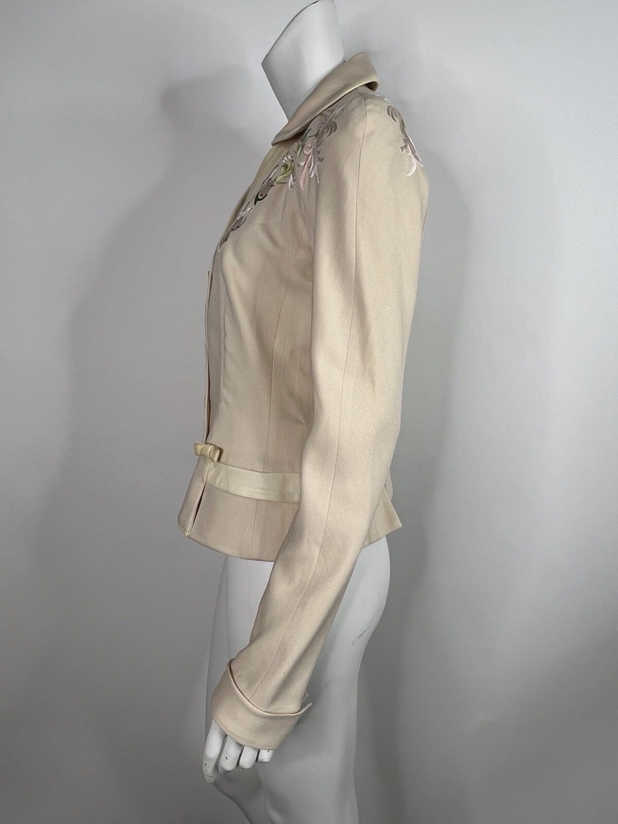 Vtg Christian Dior by John Galliano Embroidered Ivory Jacket