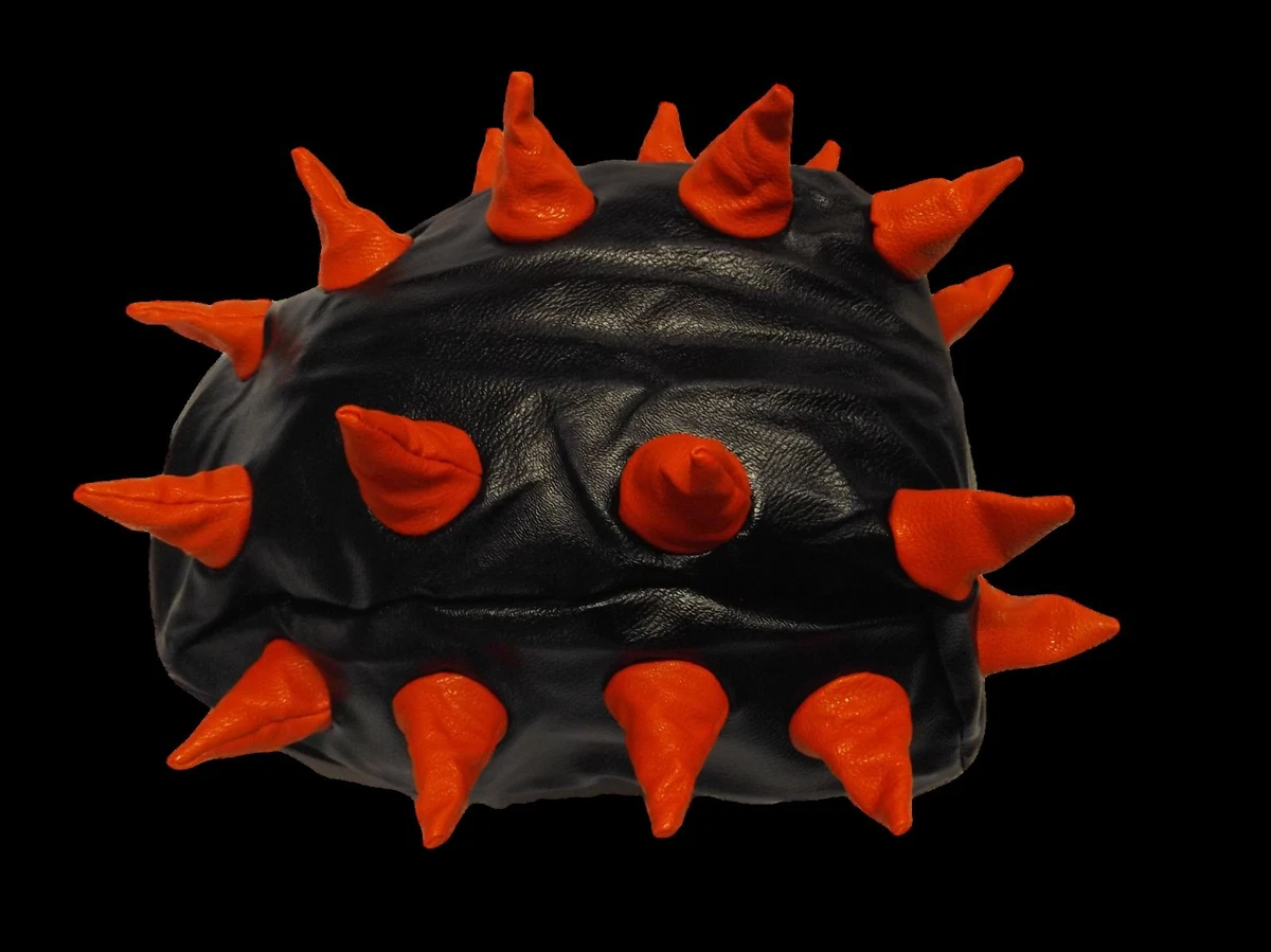 Black soft faux leather unisex spiked goth Emo punk hedgehog